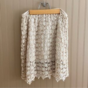 Solitaire by Ravi Khosla Cream Floral Crochet Cotton Skirt Women’s Size Large